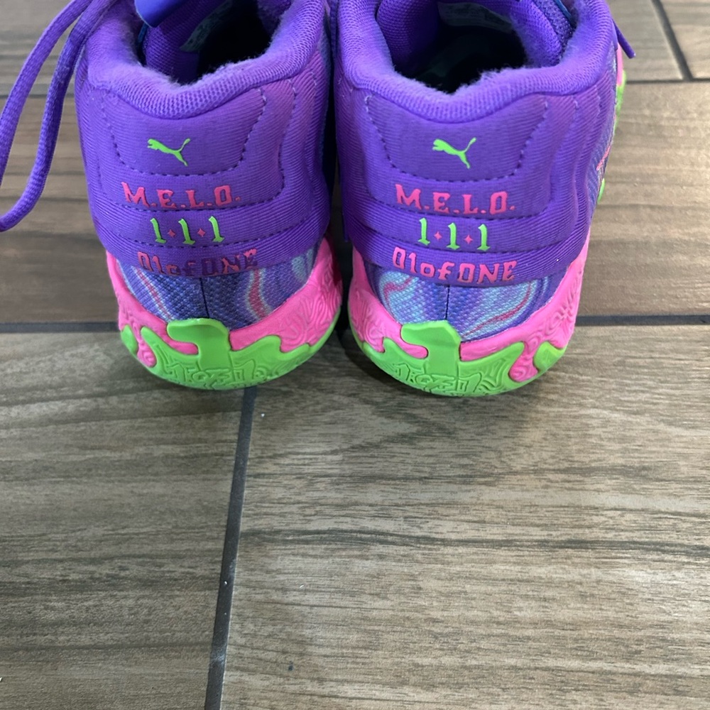 Puma Lamelo Purple and Green men’s basketball  sneakers size 7 - Picture 4 of 8